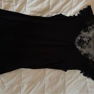 a.n.a Black Lace Detail Chemise top.